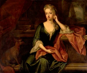 Dame mit Hund und Papagei, 17. Jahrhundert