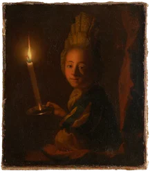 Mädchen mit brennender Kerze
