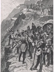 Der Rückzug nach Corunna: Das Silber den Berg hinunterwerfen, Illustration aus 