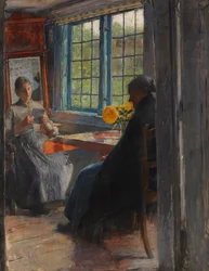 Frauen am Gartenfenster, ca. 1890