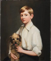 Porträt von Lord Hugh Percy, 7 Jahre alt, mit einem Terrier