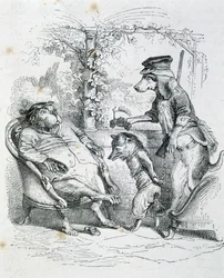 Die zwei Hunde und der Riffler Fuchs - von Grandville