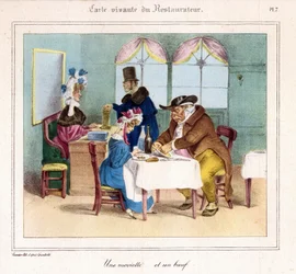 Die lebendige Karte des Restaurants: Ein Schwächling und ein Rindfleisch. 1831-32 (Lithographie)