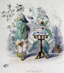 Allegorie von „Tee und Kaffee“ von Grandville, 19. Jahrhundert