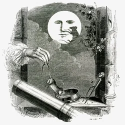 Ein Tier im Mond: La Fontaine Fabel illustriert von Grandville.