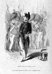 Jerome Paturot als Napoleon mit dem Ehrgeiz, Russland zu erobern. In „Jérôme Paturot auf der Suche nach einer sozialen Position“ von Louis Reybaud