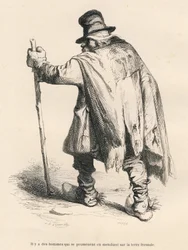 Bettler. Vignetten illustriert von JJ Granville. Gravur signiert Caque in der Partie "Histoire d