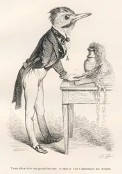 Du wirst ein großer Gelehrter sein, und ich werde es der Welt verkünden. Vignetten illustriert von JJ Granville. Gravur signiert Tamisier im Teil "Esel-Führer für Tiere, die zu Ehren gelangen wollen" geschrieben von Honoré De Balzac in