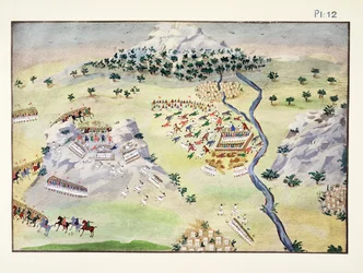 Schlachten zwischen Türken und Griechen bei Karpenisi und Kaliakouda, Tafel 12 aus Bildliche Geschichte des griechischen Unabhängigkeitskrieges von General Makryjannis