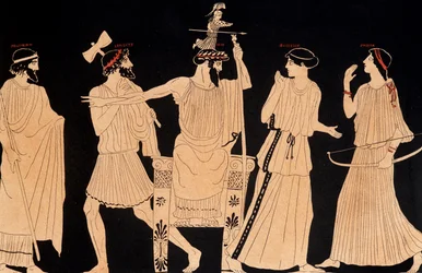 Geburt der Athene aus dem Kopf von Jupiter (Zeus), Gemälde gefunden in Vulci, 20. Jahrhundert