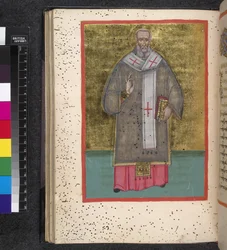 Egerton 2392, fol. 47v, Heiliger, aus „Leitourgikon mit Weihegottesdiensten und Gebeten“