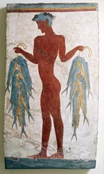 Griechische Zivilisation, Fresko eines Fischers, aus Akrotiri, Thera, Santorini, Griechenland