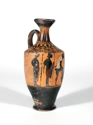 Lekythos, Krieger rüsten sich für die Schlacht, 510-500 v. Chr.