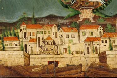 Pelmet, das die Wiedergeburt Griechenlands darstellt (Detail)