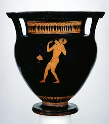 Rotfiguriger Krater, der einen Diskuswerfer darstellt