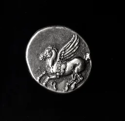 Rückseite einer Münze mit Pegasus, aus Korinth, 700-300 v. Chr.