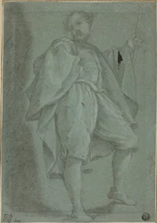 Mann mit Stab stehend