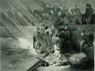 Weinherstellung in Kahetie, Georgien, Tafel 31 aus einem Buch über den Kaukasus, graviert von Adolphe Mouilleron (1820-81), veröffentlicht von Alfred Leon Lemercier, Paris