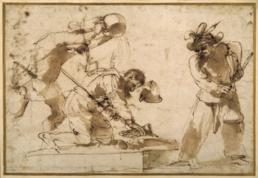 Satirisches Thema mit Charakteren aus der Commedia dell