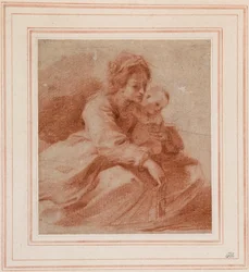 Die Jungfrau und das Kind (für die Madonna del Carmine, die einem Karmeliter ein Skapulier überreicht, in der Pinacoteca Civica von Cento, ca. 1615)
