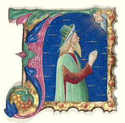 Initiale A aus einem Chorbuch mit König David, ca. 1470-1480