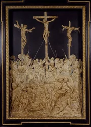 Kreuzigung, zugeschrieben Guglielmo della Porta (1515-1577), Wachsrelief, Italien