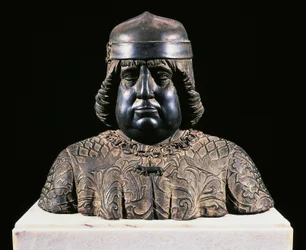 Büste von Alfonso von Aragon, ca. 1490, von Guido Mazzoni, Bronze, Höhe 42 cm, Italien