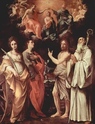 Krönung der Jungfrau Maria mit den Heiligen Johannes dem Evangelisten, Johannes dem Täufer, Bernhard und Katharina von Alexandrien