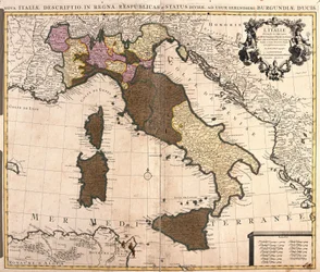 Karte von Italien, mit Korsika, Sardinien und Sizilien