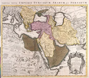 Karte des Nahen Ostens: Türkisches Reich, Persien und Arabische Halbinsel (Radierung)