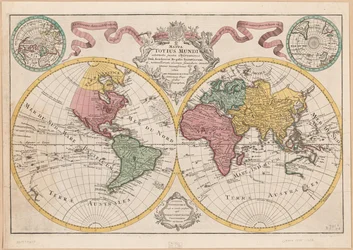 Mappa totius mundi - geschmückt nach den Beobachtungen der Akademie der Wissenschaften und einiger anderer nach den neuesten Anmerkungen