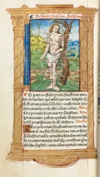 Gedrucktes Stundenbuch (Gebrauch von Rom): fol. 102v, St. Sebastian