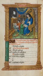 Gedrucktes Stundenbuch (Gebrauch von Rom): fol. 3v, Februar Kalenderillustration