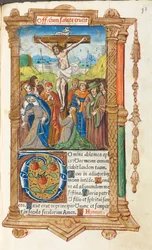 Gedrucktes Stundenbuch Gebrauch von Rom: fol. 55r, Die Kreuzigung, 1510
