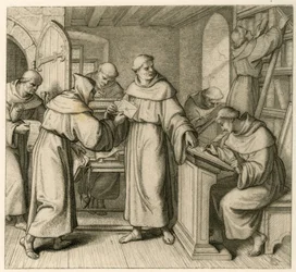 Martin Luther als Generalvikar des Augustinerklosters. Illustration aus: "Dr. Martin Luther der deutsche Reformator", illustriert von Gustav Koenig, veröffentlicht von Rudolf Besser, Gotha