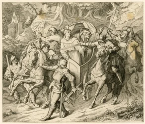 Die Entführung Martin Luthers auf seiner Rückreise - 1521 - durch Hauptmann von Berlepsch und Burkhard Hund, wegen der Bannbulle des Papstes und der Reichsacht des Kaisers