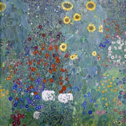 Bauerngarten mit Sonnenblumen