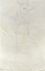 Stehende Frau mit erhobenen Händen