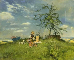 Maria mit dem heiligen Kind auf der Sommerwiese