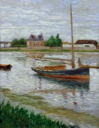 Boot vor Anker auf der Seine in Argenteuil