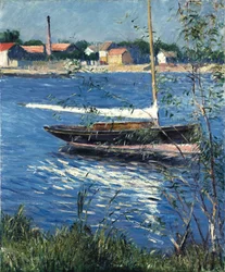 Auf der Seine bei Argenteuil vor Anker liegendes Boot