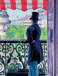Mann auf einem Balkon, Boulevard Haussmann, 1880