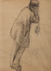 Studie für Die Pont de l’Europe: Mann, der sich auf seine Ellbogen stützt, ca. 1876