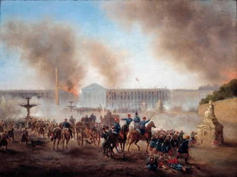 Kommune von Paris: Szenen von Aufständen auf dem Place de la Concorde