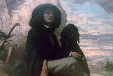 Courbet mit seinem schwarzen Hund, 1842