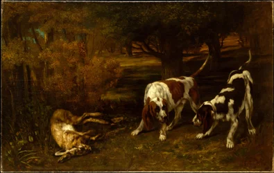 Jagdhunde mit totem Hasen