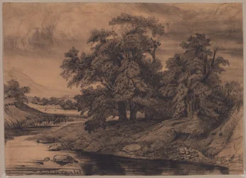 Landschaft mit großen Bäumen, späte 1860er bis frühe 1870er Jahre