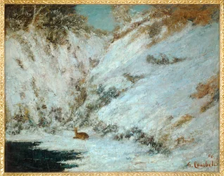 Schneelandschaft im Jura mit Reh