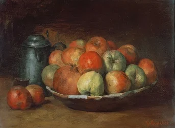Stilleben mit Äpfeln und einem Granatapfel