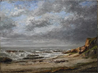 Ansicht einer stürmischen See nahe einer Klippe